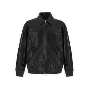 Dunst Men Black Jacket With Classic Collar And Side Flap Pockets In Leather Men